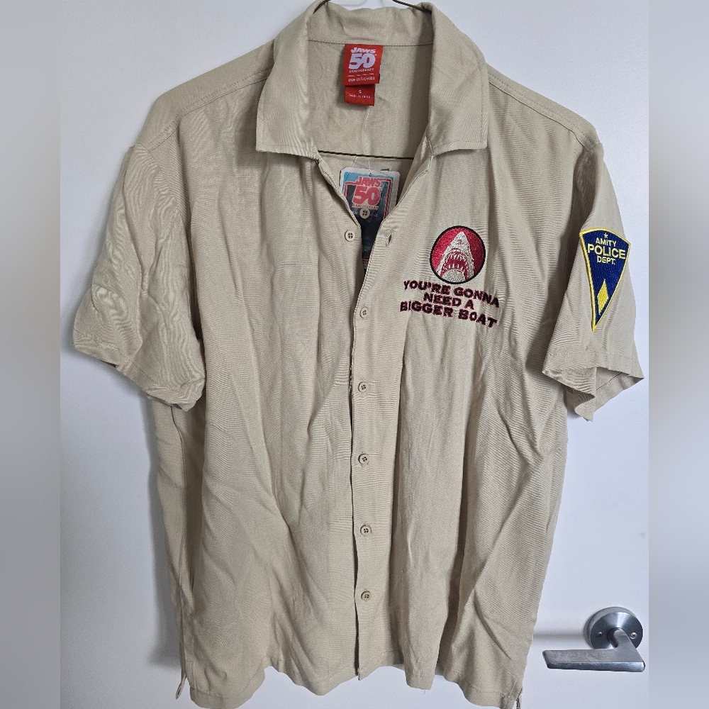 Our Universe Jaws Amity Island Woven Button-Up